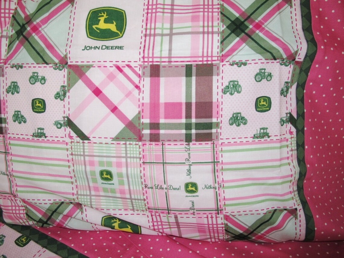 Girl John Deere fabric nursery girl toddler bedding pink John Etsy