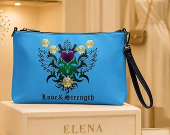 Blue Tattoo Art crossbodytas - vegan leren Y2K medium schoudertas