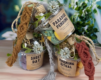 Handmade Gift Set 2 in 1 Soy Wax Melts or 2oz Coconut Soy Candle & Hanging Car Diffuser, Couple Highly Scented Friendship Small Party Gift