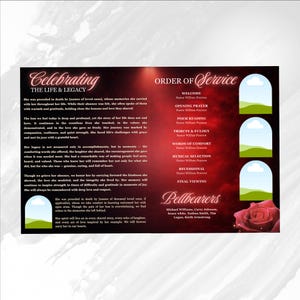 Red and Black Funeral Program Template: 8-page Memorial (canva PDF) - Etsy
