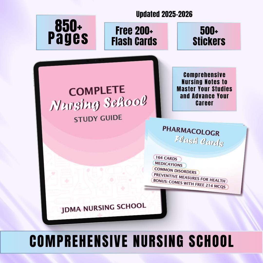 Nursing School Study Guide Bundle: 850+ Pages (digital Download) - Etsy