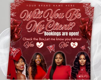 Valentinstag Hairstylist Flyer, Februar-Buchung (Digitaler Download)