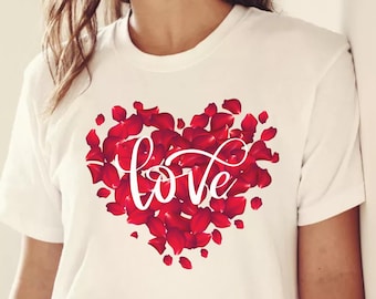Liebe Herz Rose Petal PNG, Valentinstag Grafik (digitaler Download)