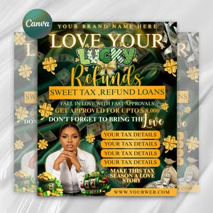 Lucky Tax Preparation Refund Flyer,  St. Patrick Day Tax Prep Season. (Digital Download)