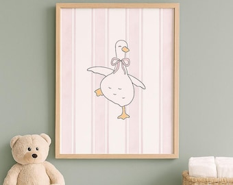 Goose Nursery Wall Art Print, Baby Girl Room Decor, Digital Download