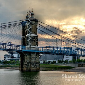 Roebling Suspension Bridge - Fine Art Photo Print, Cityscape, Landmark, City Print, Architecture, Covington KY, Kentucky, Ohio River