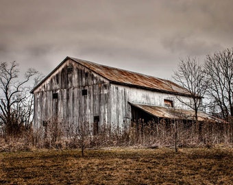 Old Barn Fine Art Photo Print, Barn Photo, Rentschier Forest  Preserve Barn Photograph, Cincinnati Ohio, Wall Decor, Landscape Barn Print