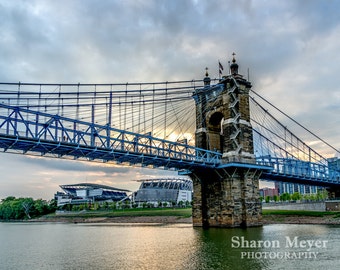 John A. Roebling Suspension Bridge Print, Fine Art Photo Print, Covington KY, Ohio River, Cincinnati Print, Kentucky, Landmark, Cityscape