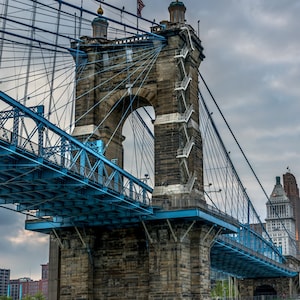 Roebling Suspension Bridge - Fine Art City Photo, Cincinnati Photo, Ohio River, Architecture, Landmark, Kentucky, Covington