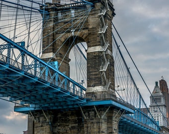 Roebling Suspension Bridge - Fine Art City Photo, Cincinnati Photo, Ohio River, Architecture, Landmark, Kentucky, Covington