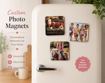 Custom Photo Magnet | Personalised Fridge Magnet | Square & Round Picture Magnet | Gift for Mum, Dad, Grandparents | Keepsake Photo Gift