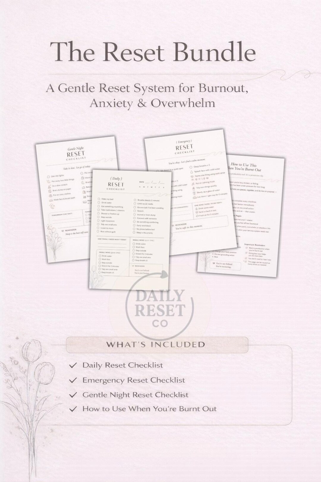 Burnout Reset Worksheet | Gentle Daily Reset for Overwhelmed Minds ...