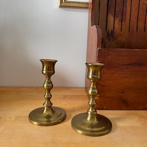 Vintage Brass Candlestick Holders, Set of 2