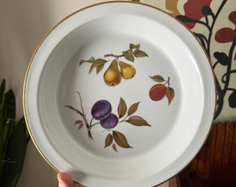 Vintage Royal Worcester Evesham Pattern Porcelain Pie Plate, Serving Dish