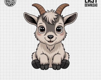 Cabra de dibujos animados linda PNG, decoración infantil (descarga digital)