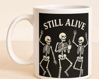 Still Alive Skeleton Wall Art | Funny Halloween Skeleton Print | Gothic Spooky Wall Decor | Printable Digital Download