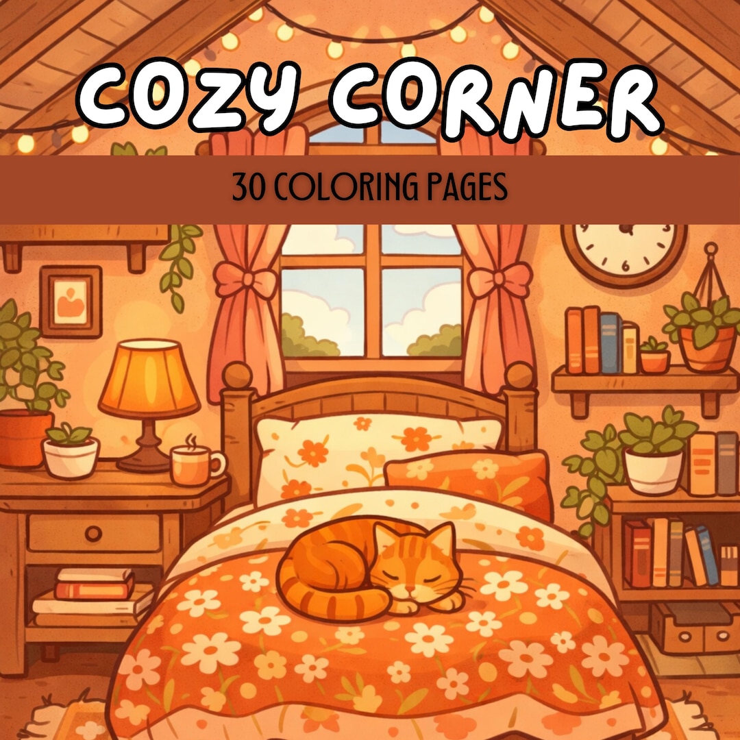 Cozy Corner Coloring Pages | Relaxing Home & Room Scenes (A4 PDF ...