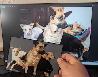 3D gedrucktes Haustierportrait: Mehrfarbiges Fotorelief, Haustier-Gedenkgeschenk
