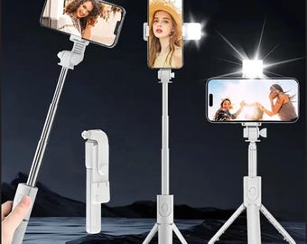 Extendable Selfie Stick Tripod with Wireless Remote & Light