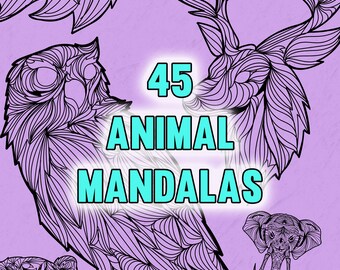 Mandala Animal Coloring Pages: Stress Relief Art (Digital Download)
