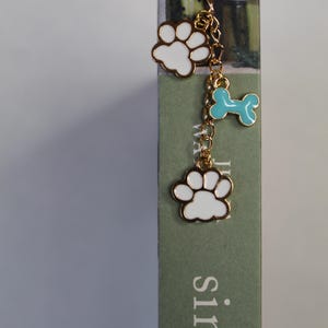 Dog Lover Bookmark: Multiple Colors, Puppy Bookmark with Paw and Bone Charms, Book Gift