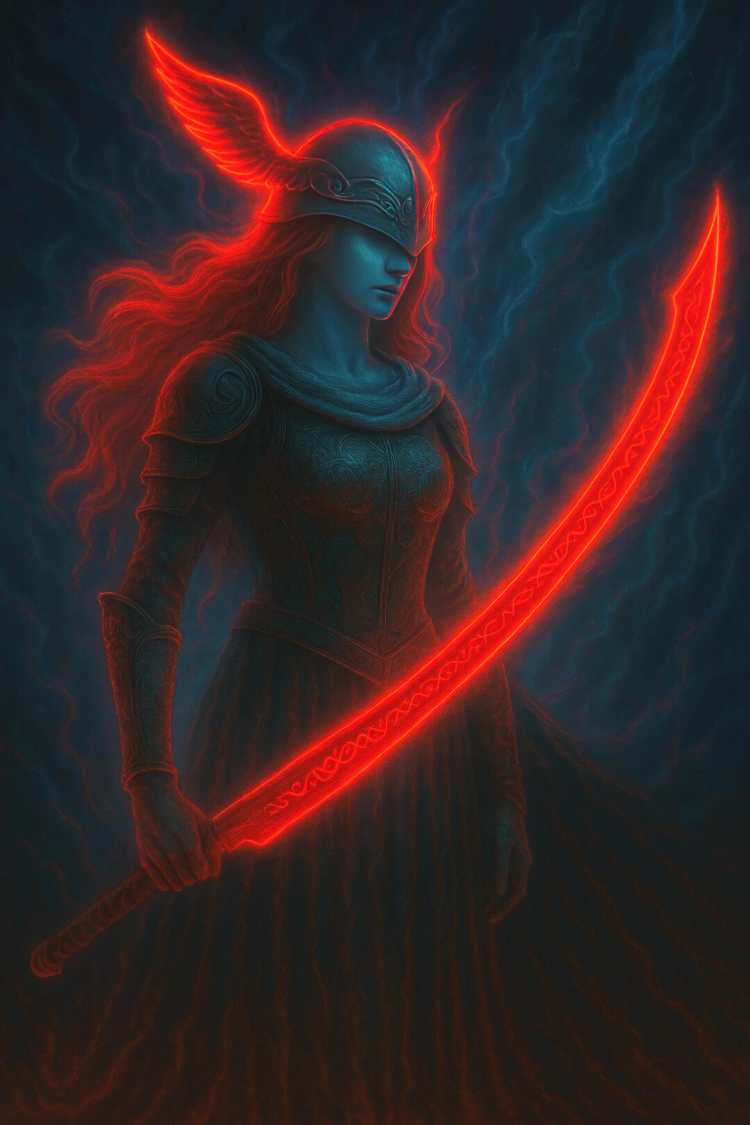 Elden Ring Melania Digital Print Neon Fantasy Warrior Art digital elden-ring-melania-digital-print-neon-fantasy-warrior-art-digital