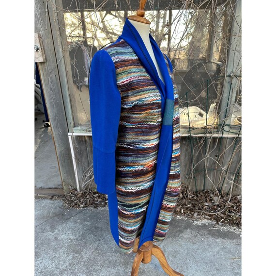 Vintage Duster Coat Open Front Patchwork Cobalt B… - image 3