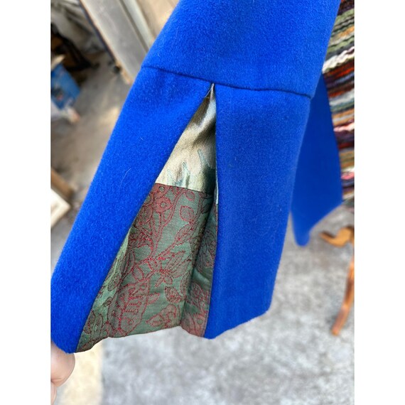 Vintage Duster Coat Open Front Patchwork Cobalt B… - image 6