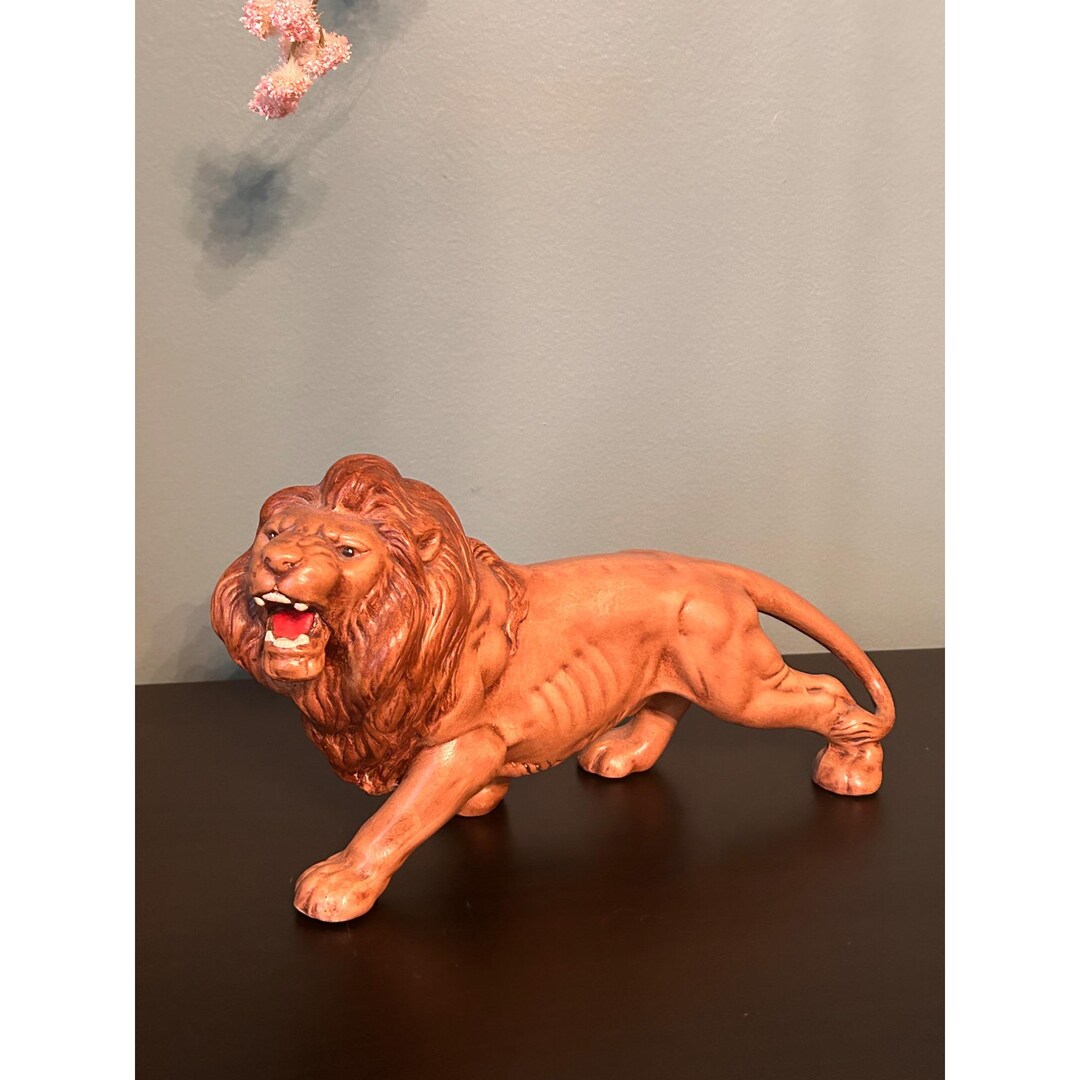 Vintage 60s Ceramic Roaring Lion Figurine Mid Century Hand Painted 10 ...