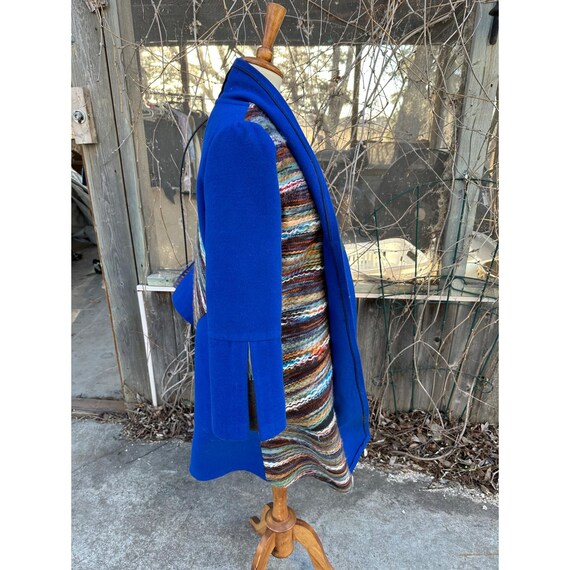 Vintage Duster Coat Open Front Patchwork Cobalt B… - image 8