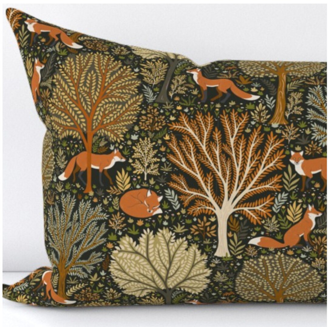 Woodland Fox Foxes Throw Pillows Rustic Forest Animals Trees Leaves