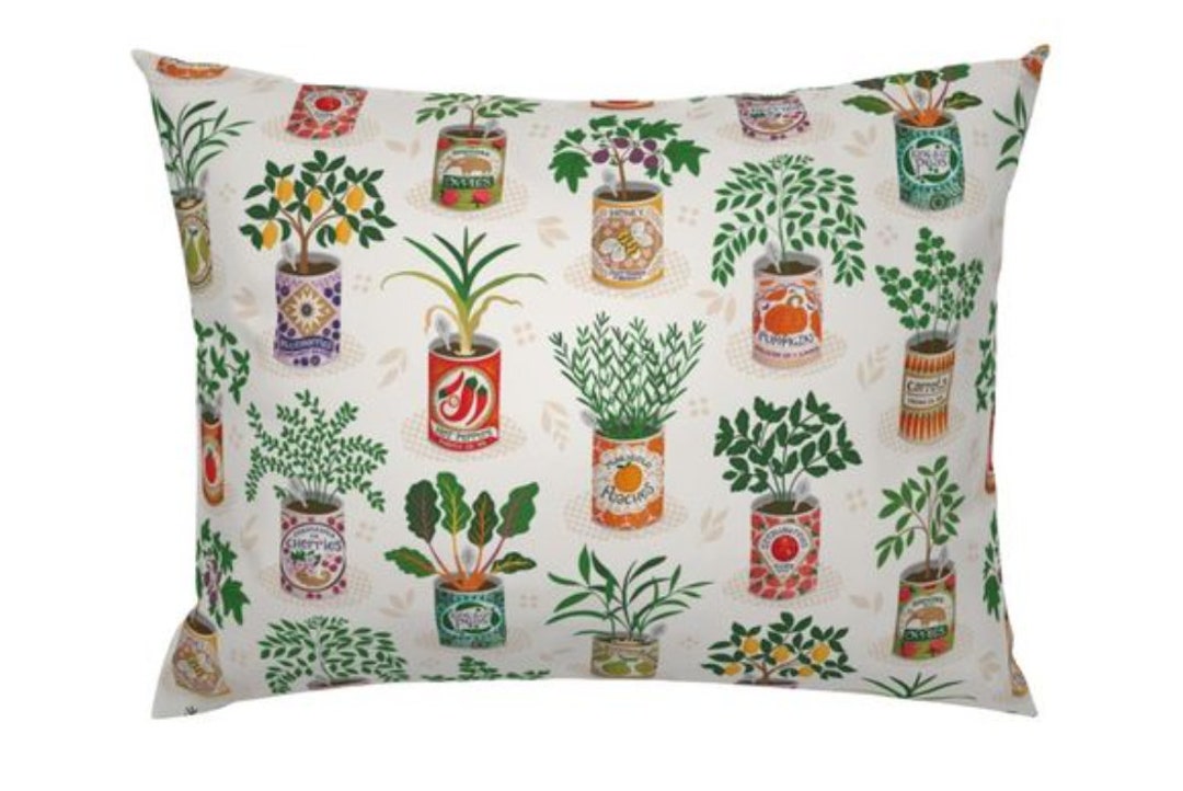 Vintage Tins Cans Planters Watercolor Pillows Retro Tin Can Etsy