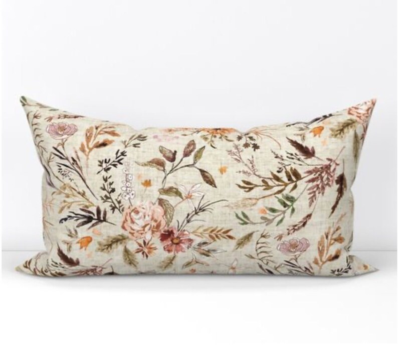 Plush Velvet Boho Wildflowers Pillows Cream/rose/mauve/rust Etsy