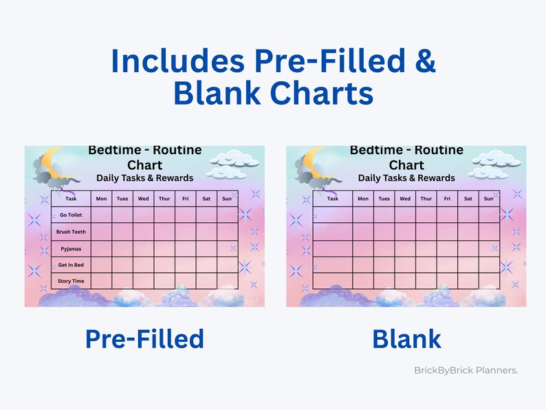 Kids Routine Chart Printable Bundle – Train Jungle Bedtime, Chore Chart ...