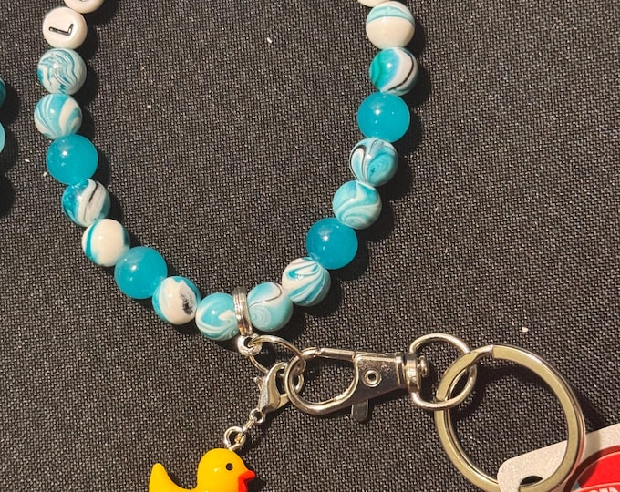 Rubber Duck Cruise Card Bracelet, Keychain, Custom Phrase, Beaded Wristlet - Sign and Sail