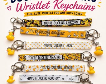 Duck Wristlet, Fabric Design with Removable Resin Charm