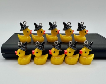 Set of 10 Witch Hat Duck Charms (with or without Hooks)