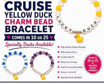 Custom Cruise Duck Bracelets with Yellow Rubber Duck Charm | Sets of 10 or 25
