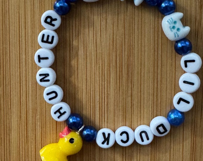 Lil Duck Hunter Bead Bracelet with Yellow Duck Charm – 5.5" | Toddler Cruise Jewelry