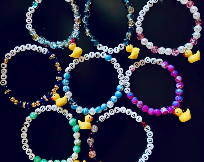 Featured listing image: Custom Cruise Yellow Duck Charm Bead Bracelet: Cabin Gift Exchange, party favors