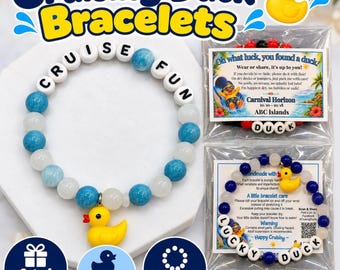 Cruising Ducks Bracelet Set with Personalized Custom Tags, Cruise Gift Exchange