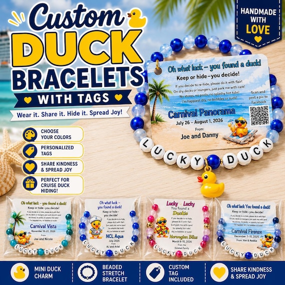 Cruise Duck Bracelet with Mini Charm and Custom Tag