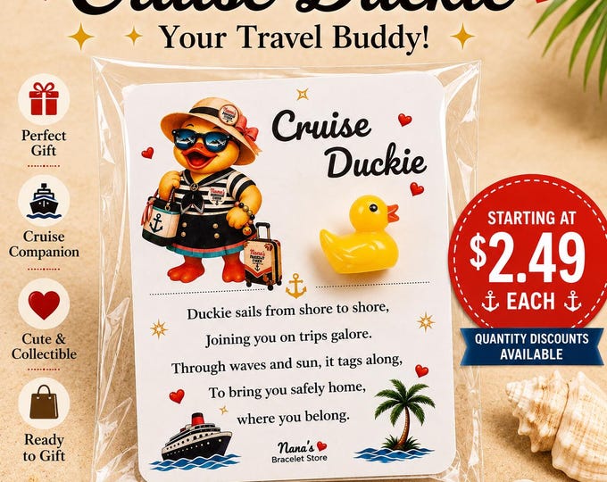 Cruise Duckie Card with Mini Rubber Duck, Travel Buddy, Cabin Gift Exchange