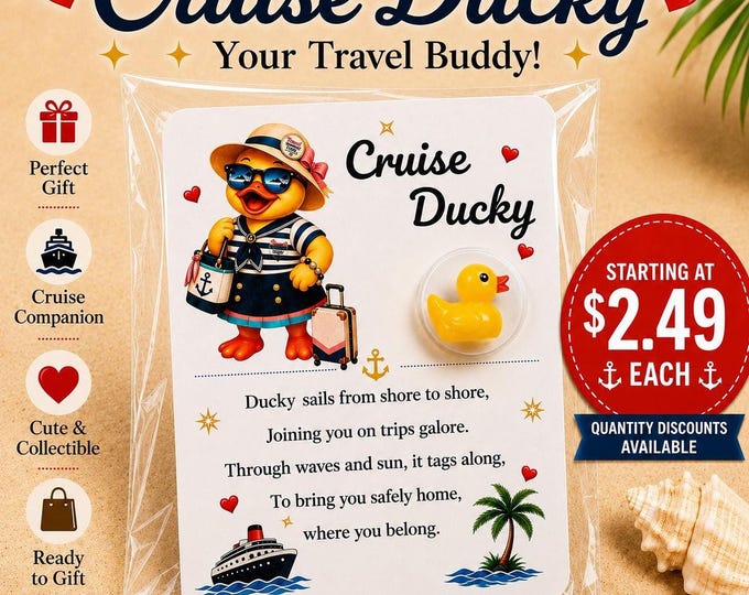 Cruise Ducky Card with Mini Rubber Duck, Travel Buddy, Cabin Gift Exchange