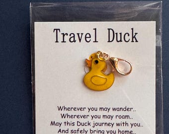 Travel Yellow Rubber Duck Charm Card – Cruise, Jeep Gift - Keychain, Zipper Pull