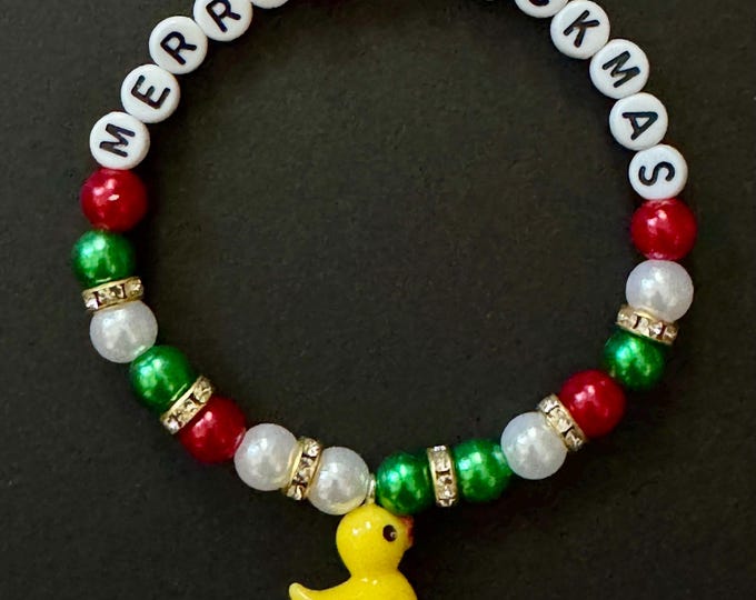 Holiday Cruise stretch Bead Bracelet: Cabin Gift Exchange, personalizable, handmade, Christmas present