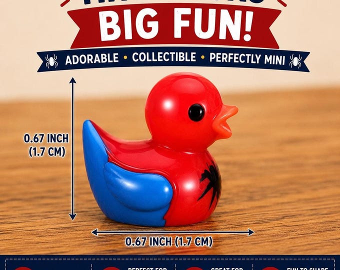 Mini Spider Superhero Resin Ducks Set | Red Blue Cruise Hiding Toys (10 Pack)