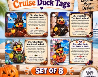 Personalized Halloween Cruise Duck Tags, Set of 8, Custom Hiding Tags