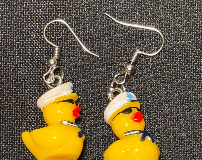 Resin Mini Sailor Duck Earrings, Cruise Ship Jewelry, Lightweight Dangles