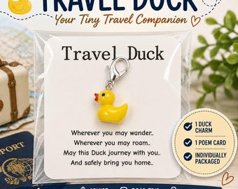 Travel Yellow Rubber Duck 3D Charm Card – Cruise Gift - Keychain, Zipper Pull